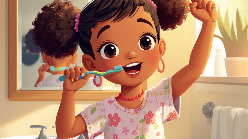 image of child brushing teeth