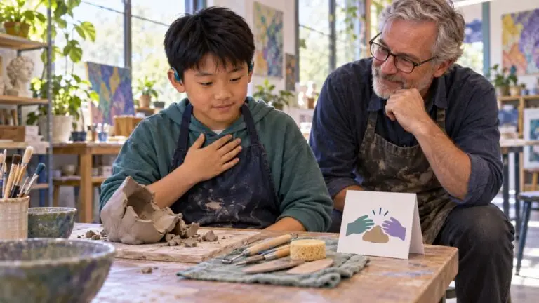 image of a child figuring out what to do after his potty project broke