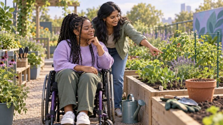 image of two individuals reflecting on their garden together